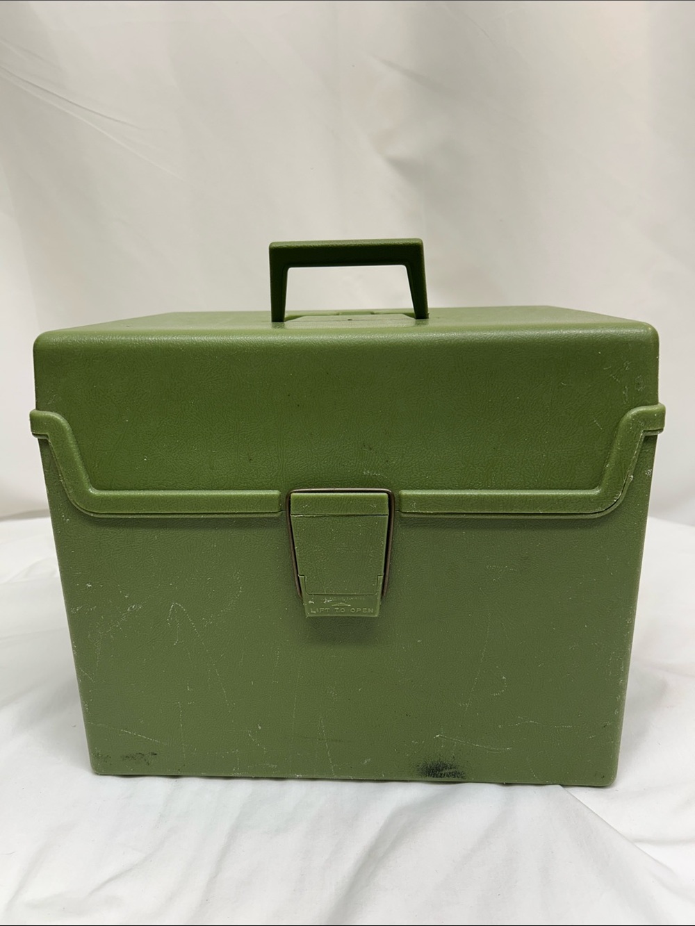 Vintage Sterling Plastics Jumbo File Box - Avocado Green Retro Office Storage